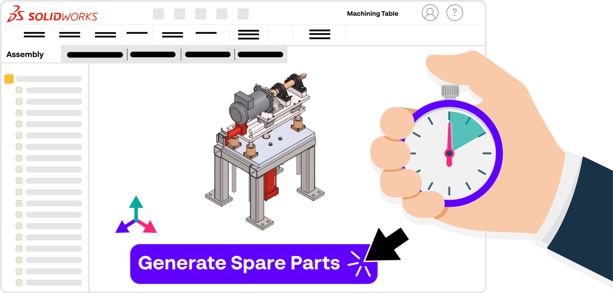 SOLIDWORKS catalog-generation workflow illustration